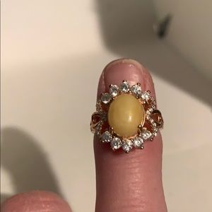 Sparkling Yellow Chalcedony & CZ Ring